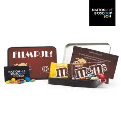 Filmblik Met Nationale Bioscoopbon En Eigen Etiket - Zakelijk -Casa del Ringraziamento A6BLIK BIOSBON3