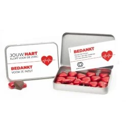 Chocolade Harten In Blik Met Persoonlijke Kaart - Verpleging