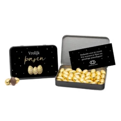 Paaseitjes In Blik Met Eigen Kaart - Pasen -Casa del Ringraziamento A6BLIK ZWART EITJES 2