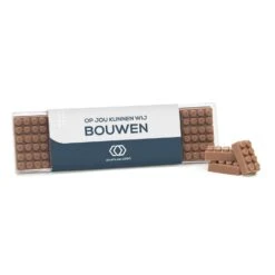 Box Met 18 Chocolade Bouwstenen Eigen Sleeve - Zakelijk -Casa del Ringraziamento BOUWSTEENTJES GROOT 3