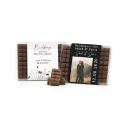 Chocolade Bouwstenen Met Eigen Sleeve - Trouwen -Casa del Ringraziamento BOUWSTEENTJES3