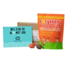 UITVERKOCHT - Maildoosje Met Tony's Chocolonely Paaseitjes - Pasen -Casa del Ringraziamento Doosje Tony eitjes3