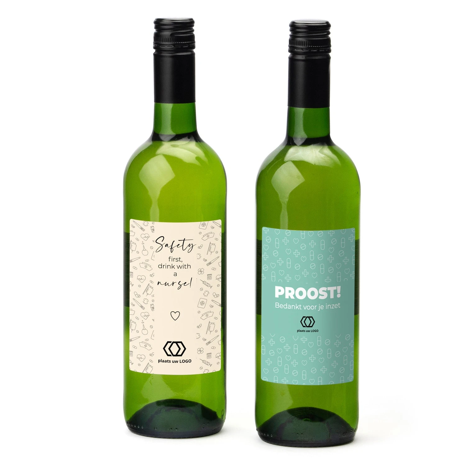 Fles Witte Wijn Met Eigen Etiket - Verpleging 4 Fles Witte Wijn Met Eigen Etiket - Verpleging - Afbeelding 2