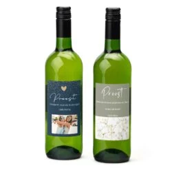 Fles Witte Wijn Met Eigen Etiket - Bedankje