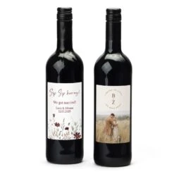 Fles Rode Wijn Met Persoonlijk Etiket - Trouwen