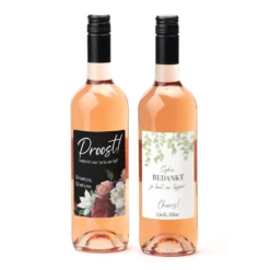 Fles Rosé Wijn Met Persoonlijk Etiket - Bedankje -Casa del Ringraziamento Fles Roze3