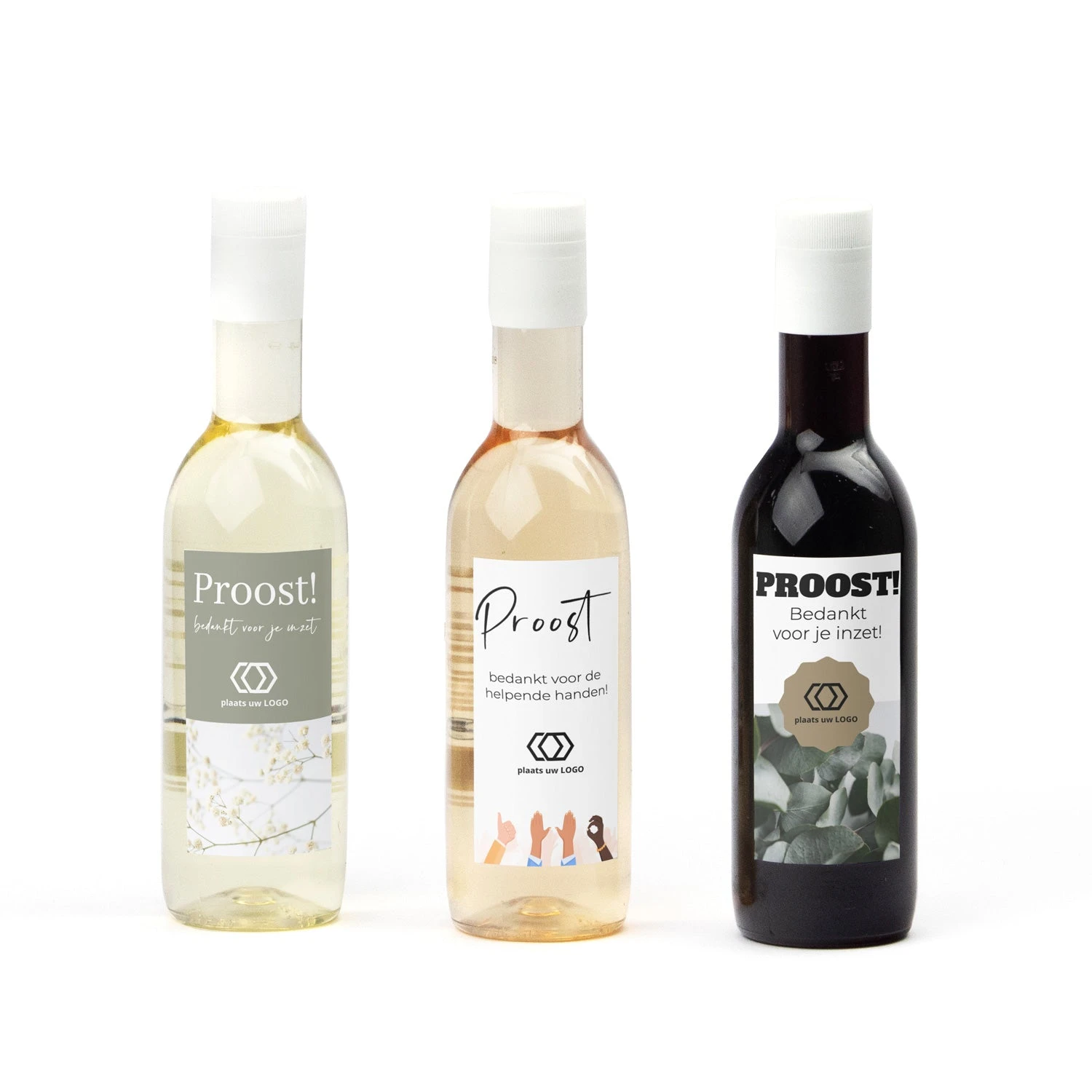 Klein Flesje Wijn Met Eigen Logo Op Etiket - Zakelijk 3 Klein Flesje Wijn Met Eigen Logo Op Etiket - Zakelijk