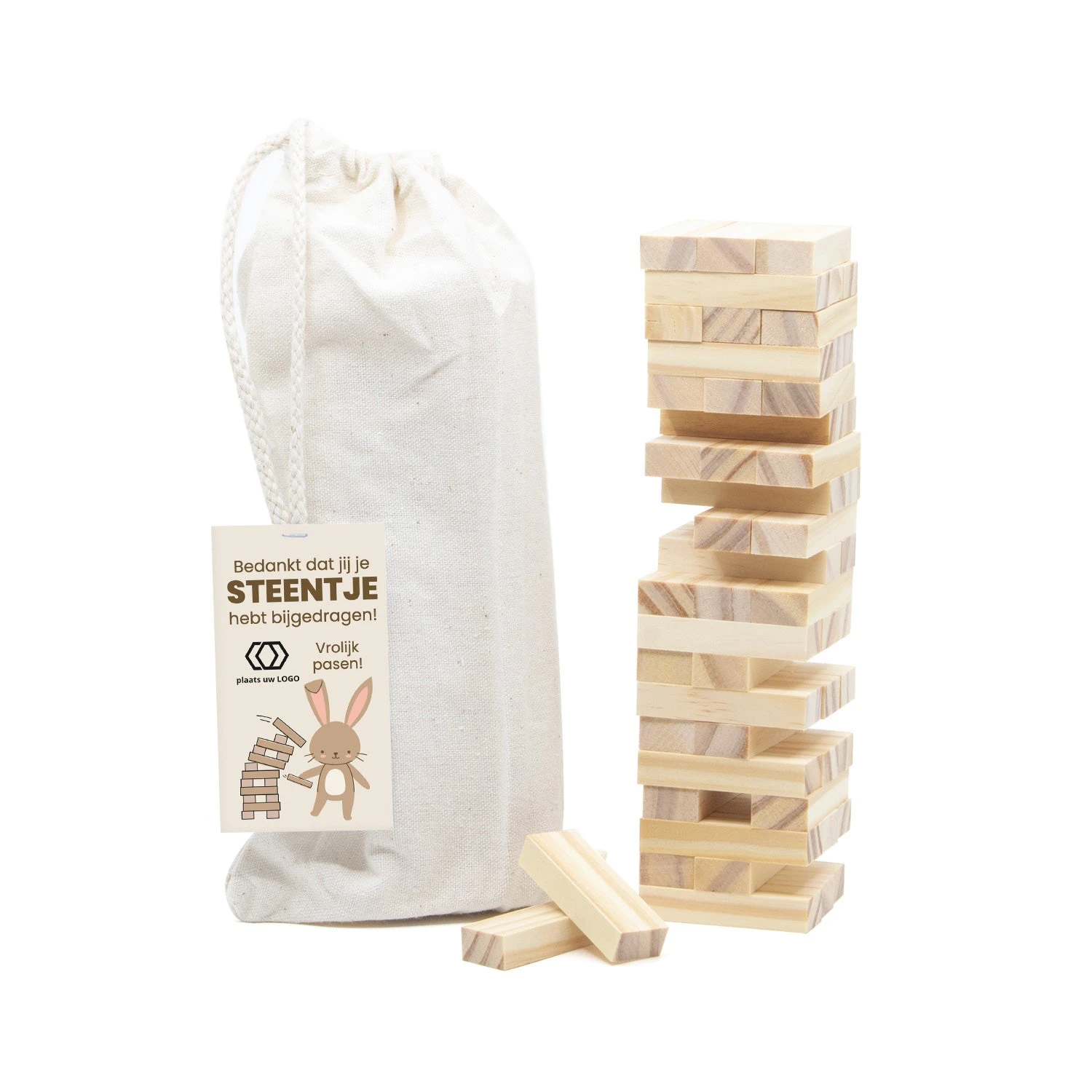 Jenga Spel Met Eigen Kaartje - Pasen 4 Jenga Spel Met Eigen Kaartje - Pasen - Afbeelding 2