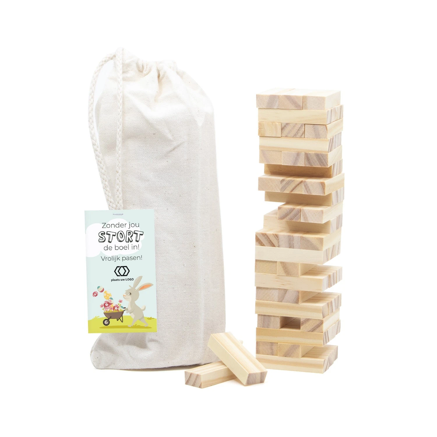 Jenga Spel Met Eigen Kaartje - Pasen 5 Jenga Spel Met Eigen Kaartje - Pasen - Afbeelding 3