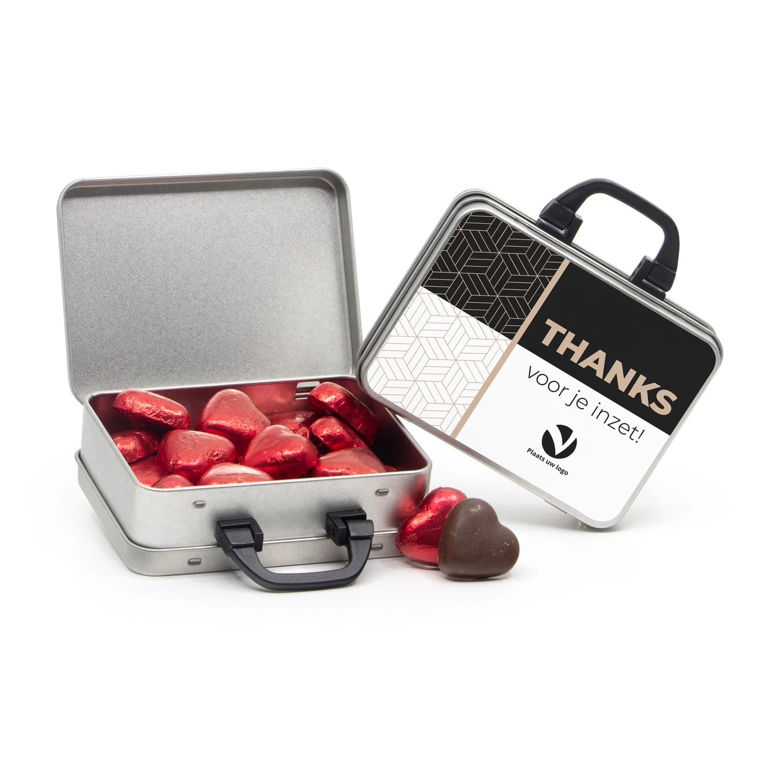 Koffertje Van Blik Met Snoepjes - Zakelijk 4 Koffertje Van Blik Met Snoepjes - Zakelijk - Afbeelding 2