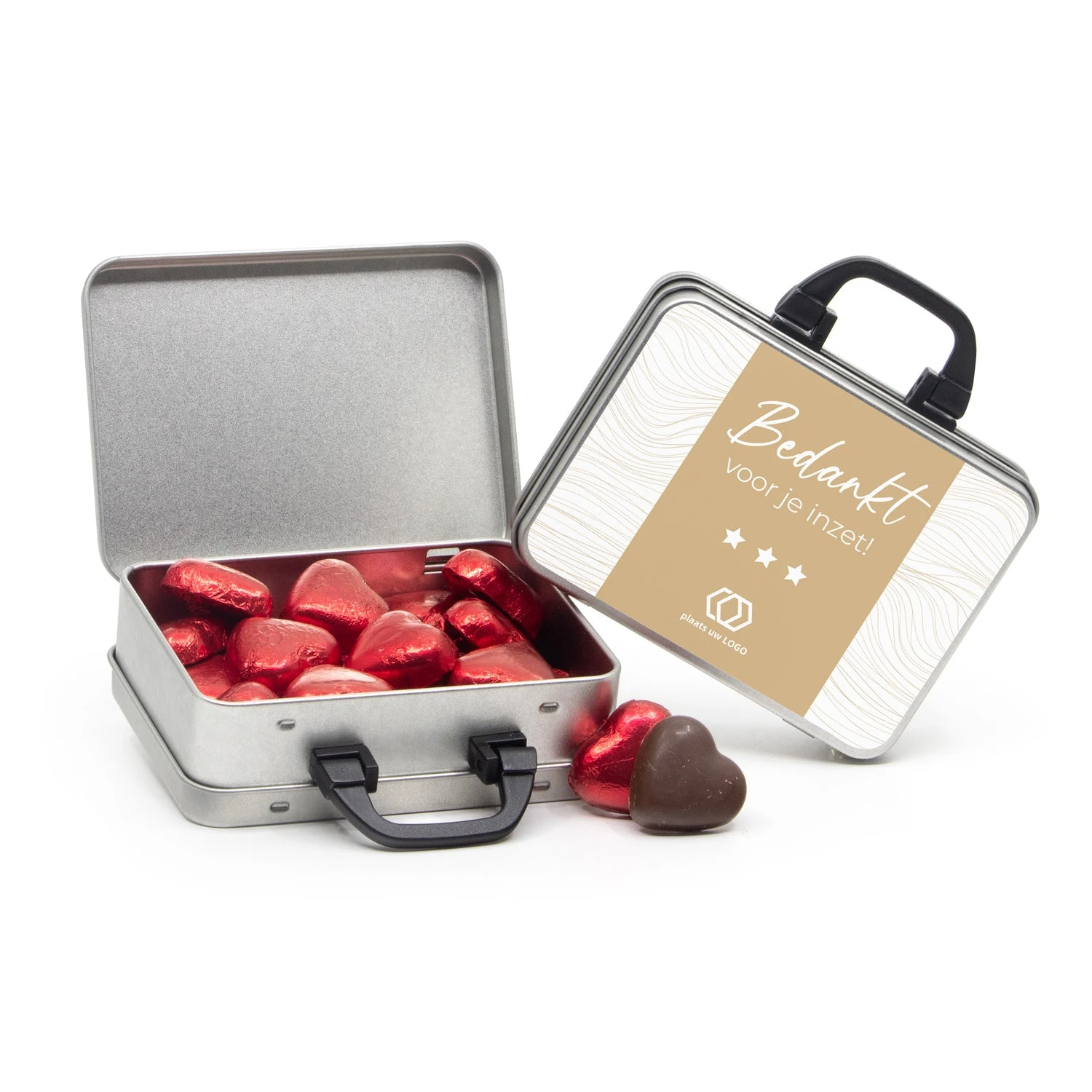 Koffertje Van Blik Met Snoepjes - Zakelijk 6 Koffertje Van Blik Met Snoepjes - Zakelijk - Afbeelding 4
