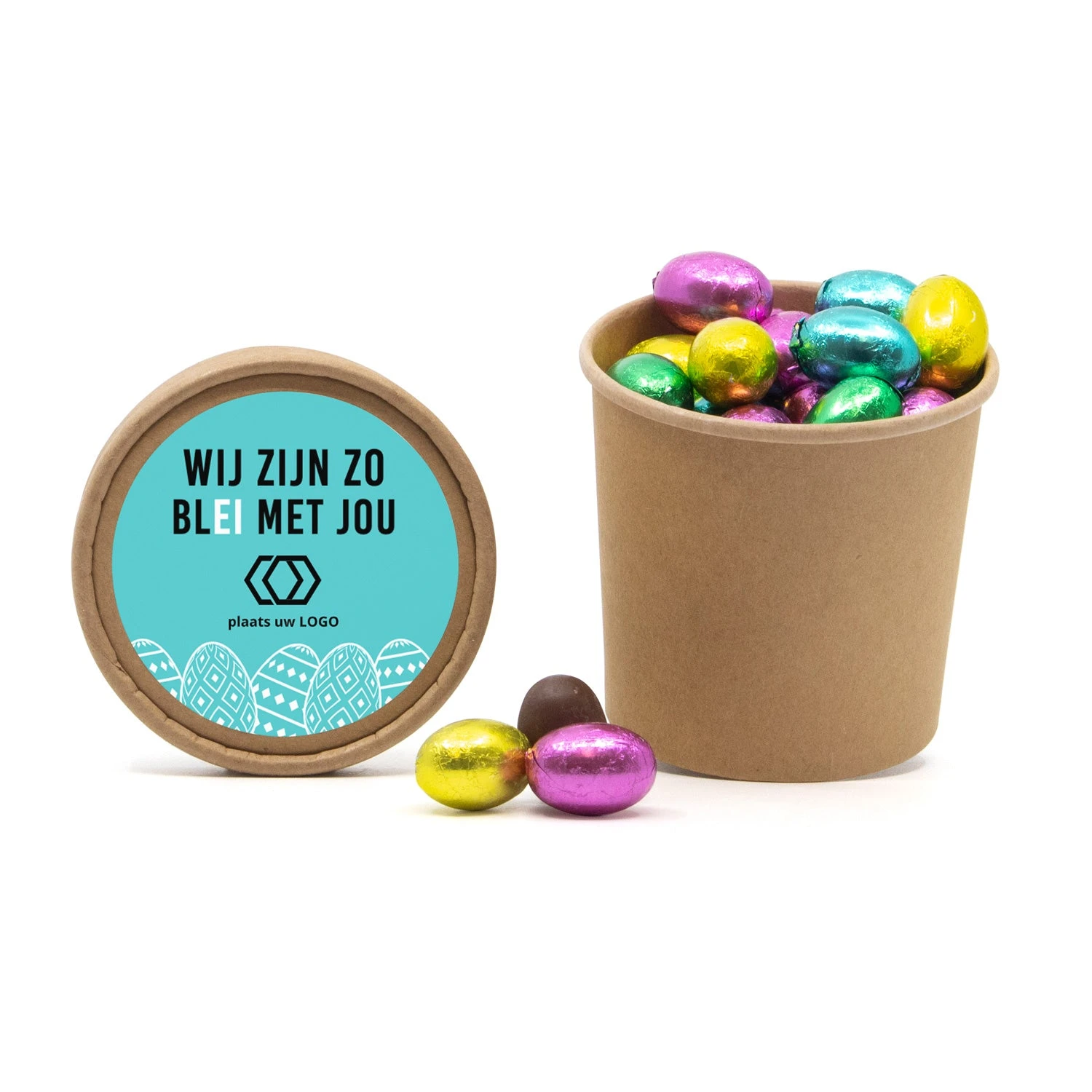 Beker Met Paaseitjes En Eigen Etiket - Pasen 3 Beker Met Paaseitjes En Eigen Etiket - Pasen