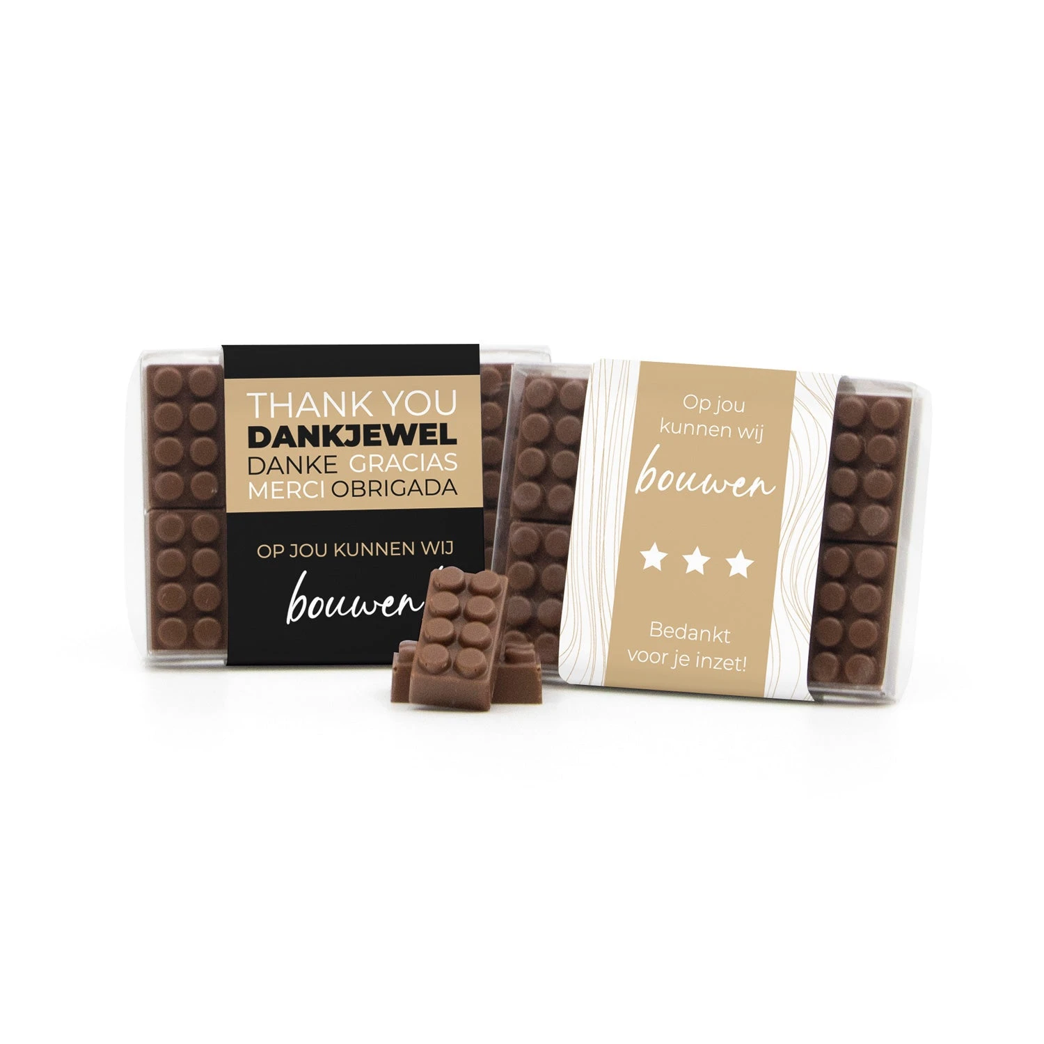 Doosje Met 10 Chocolade Bouwstenen Eigen Sleeve - Zakelijk 3 Doosje Met 10 Chocolade Bouwstenen Eigen Sleeve - Zakelijk