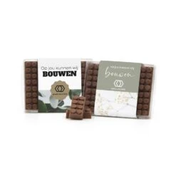Doosje Met 10 Chocolade Bouwstenen Eigen Sleeve - Zakelijk 7 Doosje Met 10 Chocolade Bouwstenen Eigen Sleeve - Zakelijk -Casa del Ringraziamento Legoblokjes2