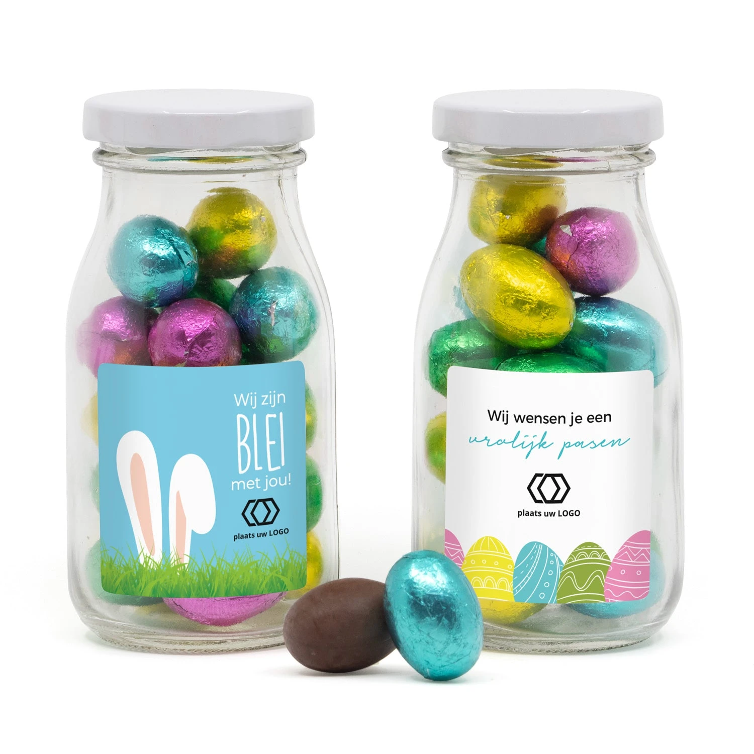 Glazen Melkflesje Met Paaseitjes - Pasen 4 Glazen Melkflesje Met Paaseitjes - Pasen - Afbeelding 2