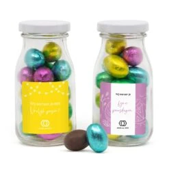 Glazen Melkflesje Met Paaseitjes - Pasen 9 Glazen Melkflesje Met Paaseitjes - Pasen -Casa del Ringraziamento MELKFLESJE GUNZ EITJES 2