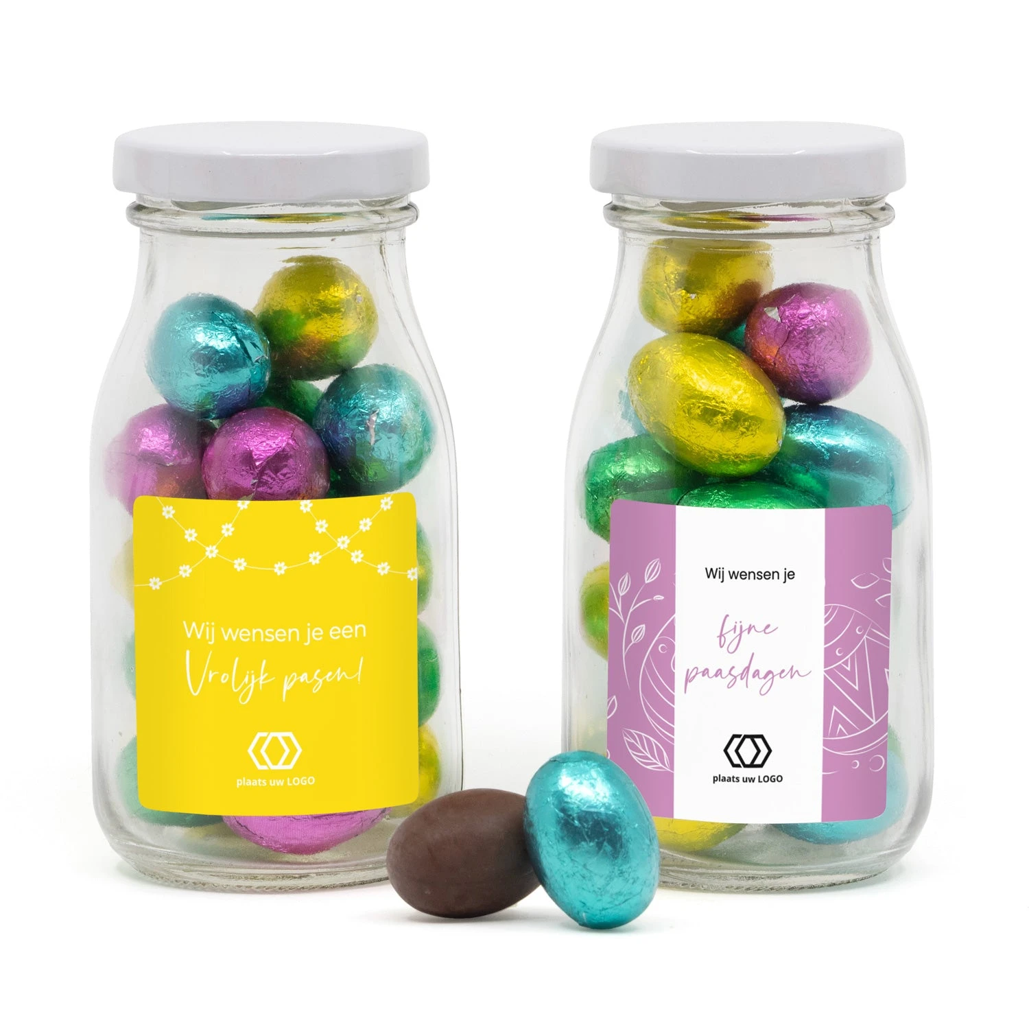 Glazen Melkflesje Met Paaseitjes - Pasen 6 Glazen Melkflesje Met Paaseitjes - Pasen - Afbeelding 4