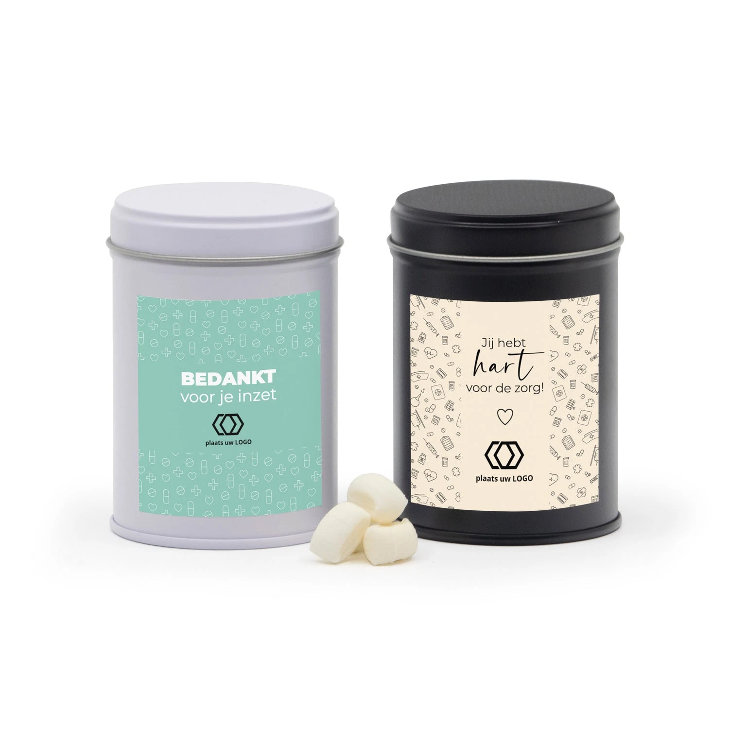 Blik Met Snoep En Eigen Etiket - Verpleging 4 Blik Met Snoep En Eigen Etiket - Verpleging - Afbeelding 2