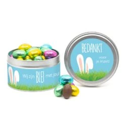 Rond Blik Paaseitjes En Eigen Etiket - Pasen -Casa del Ringraziamento PL432 EITJES KLEUR 2